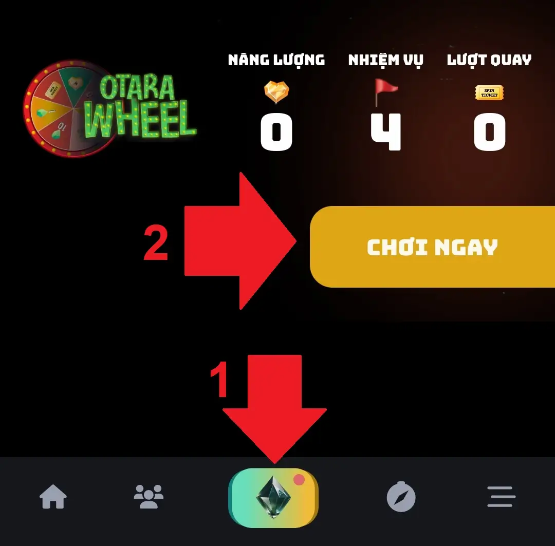 Quay thưởng OTARA WHEEL nhận token trên điện thoại