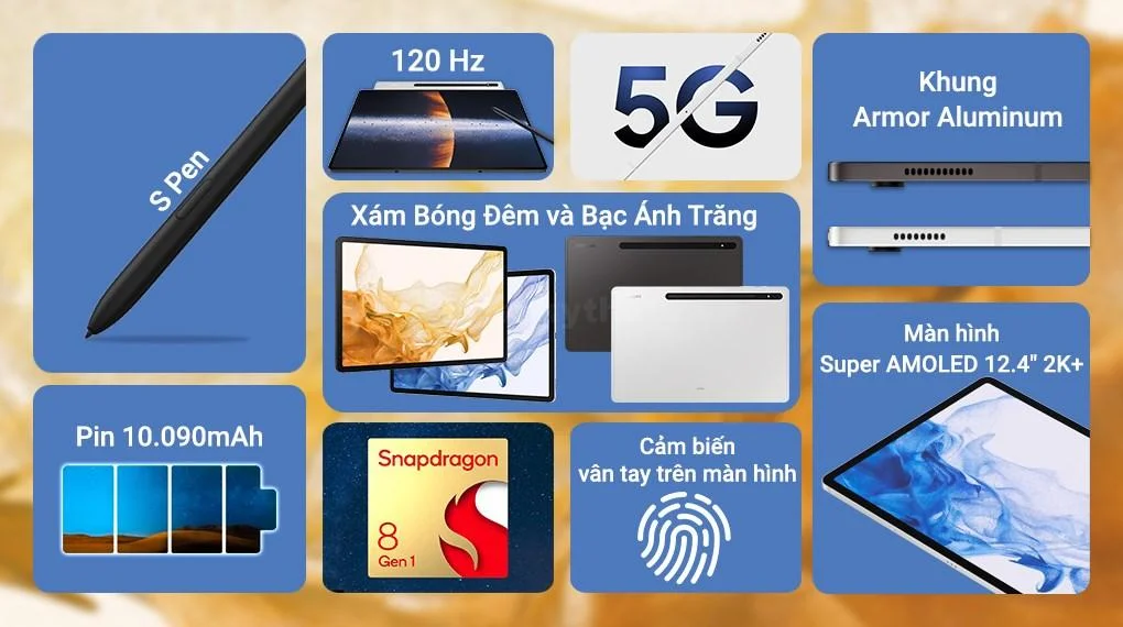 Cấu hình Samsung Galaxy Tab S8+ Plus 5G 2022
