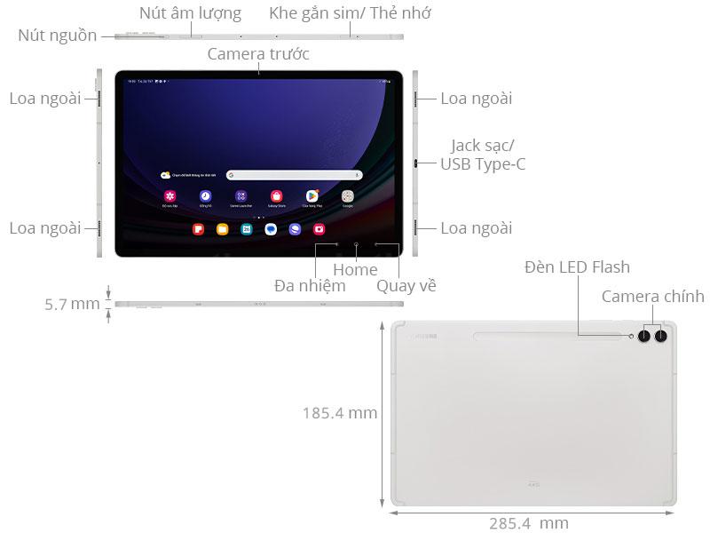 Thiết kế Samsung Galaxy Tab S9+ Plus 5G 2023
