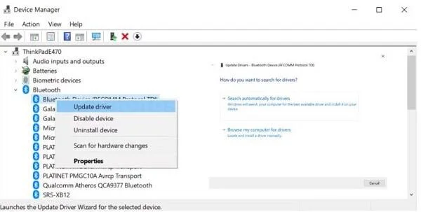 Cập nhật Driver Bluetooth