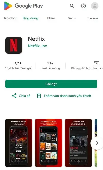 Tải Netflix miễn phí trên Google Play Store