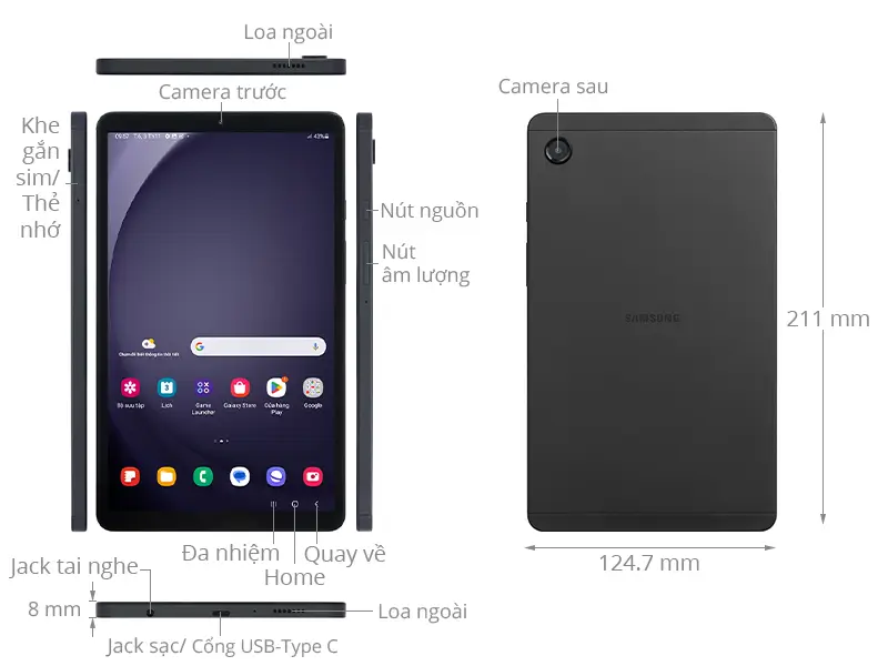 Thiết kế Samsung Galaxy Tab A9 2023