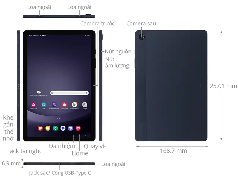 Thiết kế của Samsung Galaxy Tab A9+ Plus 2023