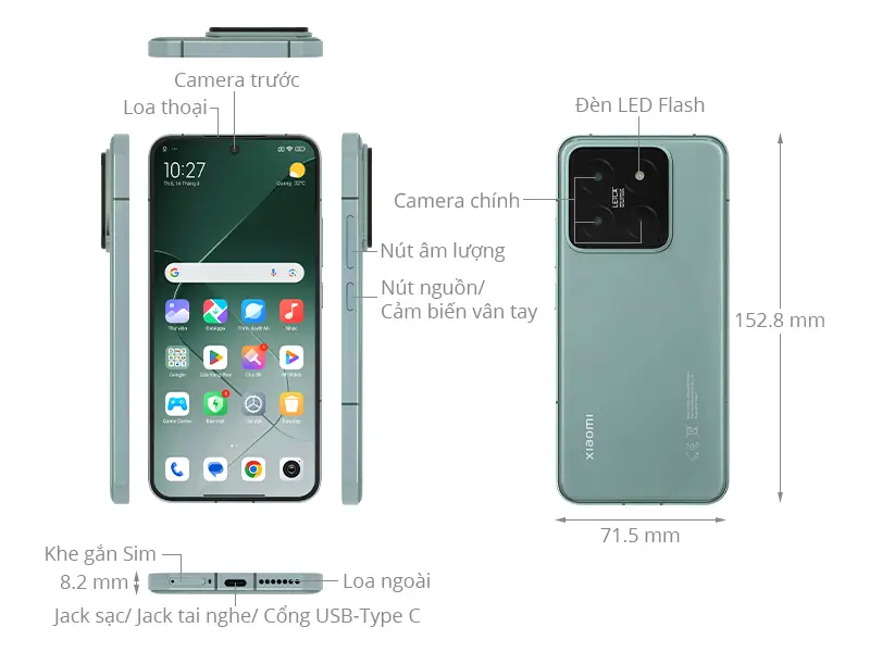 Thiết kế điện thoại Xiaomi 14 5G 2024