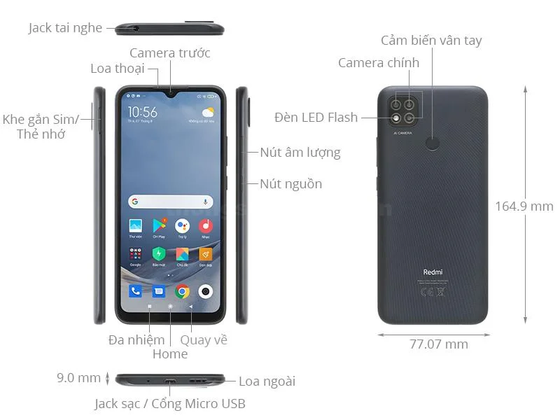 Thiết kế điện thoại Xiaomi Redmi 9C 2020