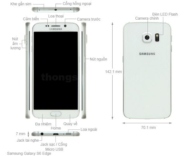 Kích thước Samsung Galaxy S6 Edge 2015