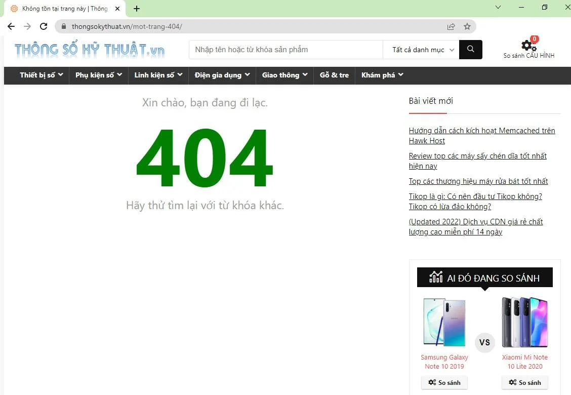 Một trang bị lỗi 404 mẫu