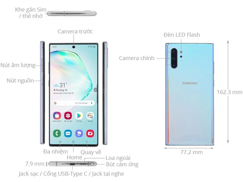 Thiết kế Samsung Galaxy Note 10+ Plus 2019