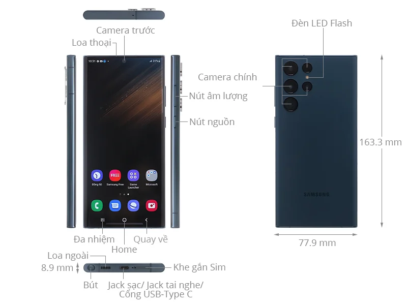 Thiết kế Samsung Galaxy S22 Ultra 5G 2022