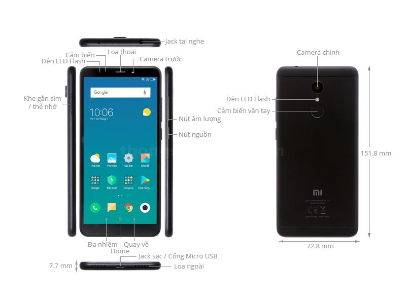 Thiết kế Xiaomi Redmi 5 2017